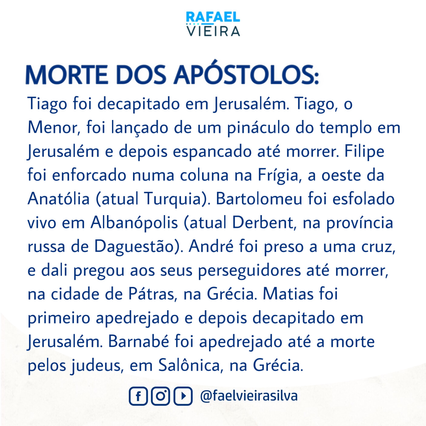 História do Cristianismo - Morte dos apóstolos.